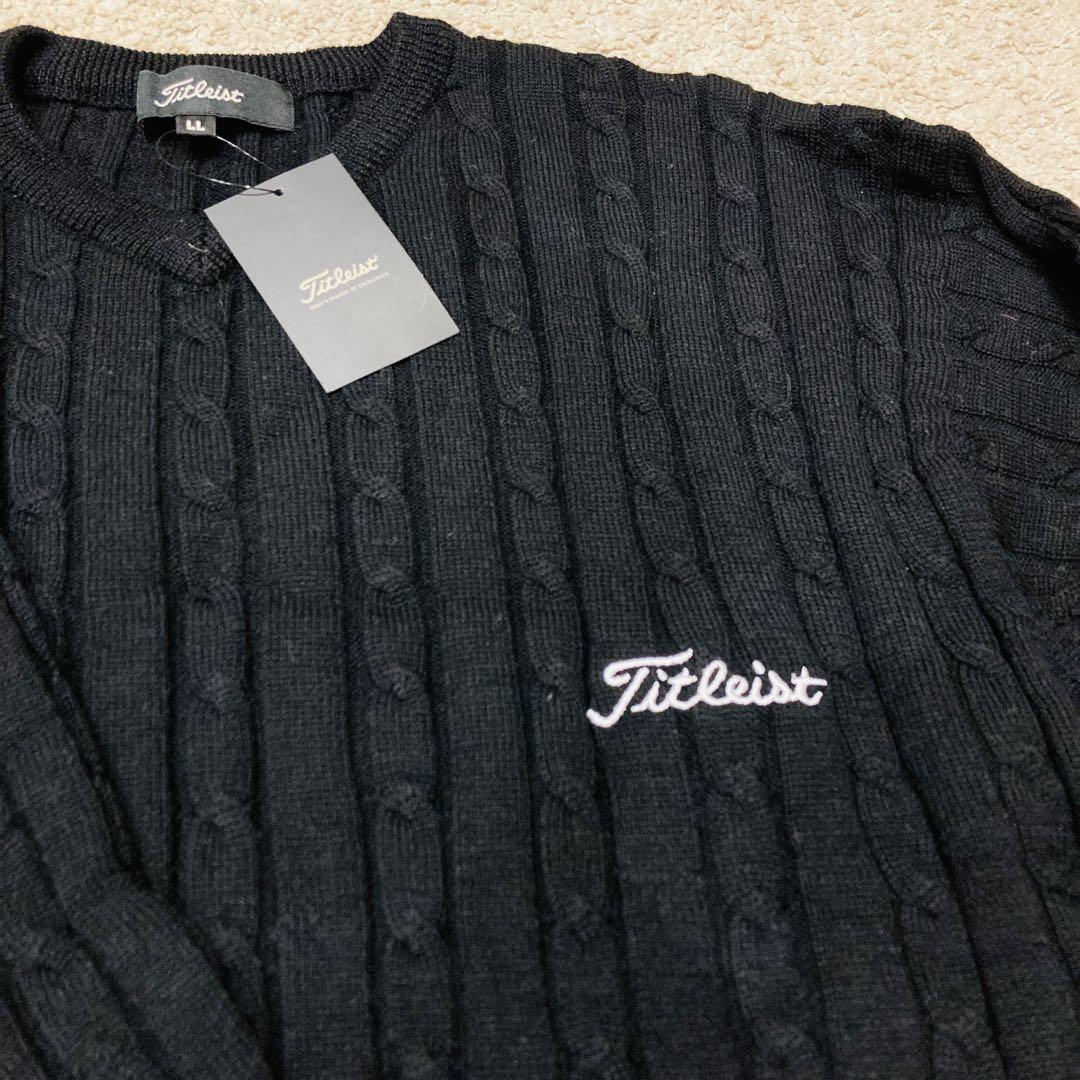 Titleist ニット セーター 長袖　Vネック LL ウール　黒　ゴルフ