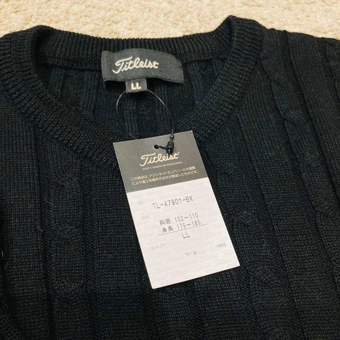 Titleist ニット セーター 長袖　Vネック LL ウール　黒　ゴルフ