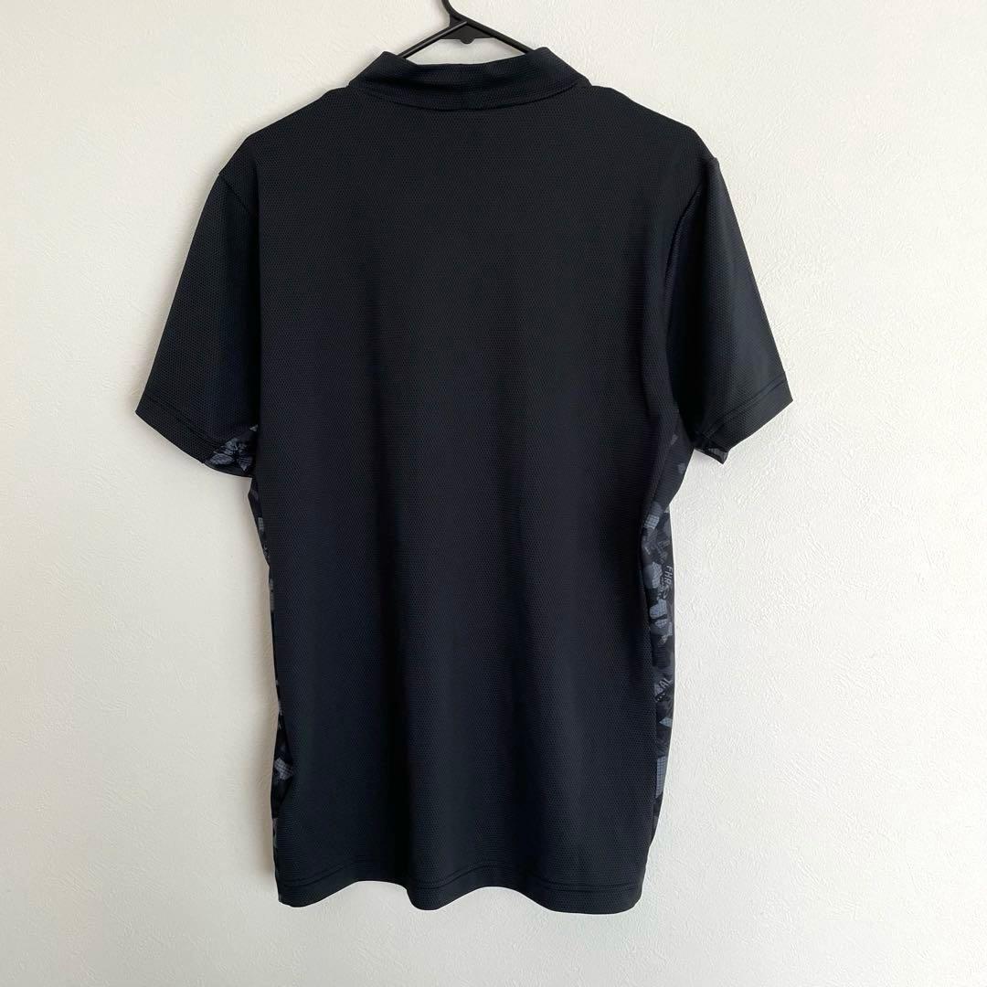 新品 オークリー ゴルフ モックネックシャツ 半袖 総柄 黒 M