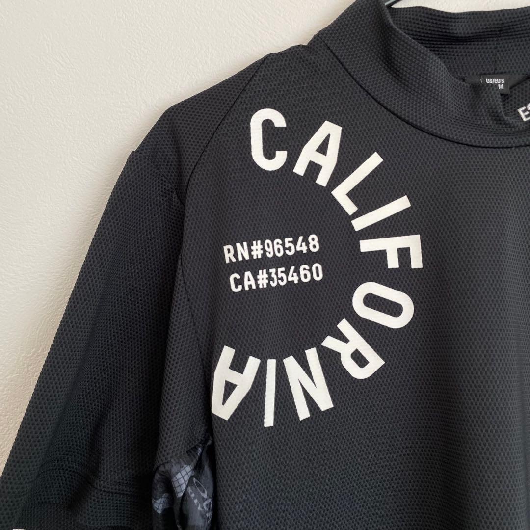 新品 オークリー ゴルフ モックネックシャツ 半袖 総柄 黒 M