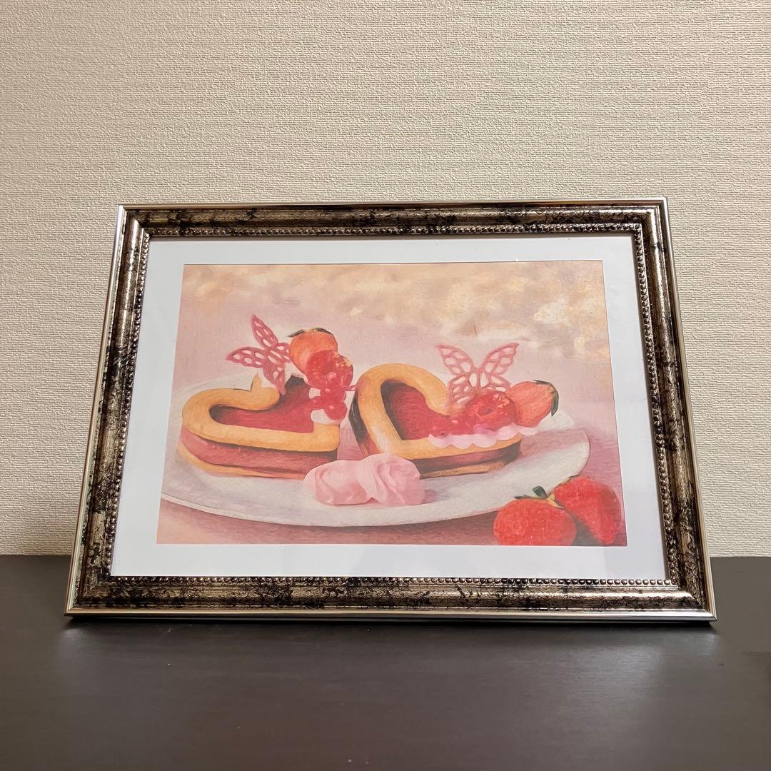 スイーツアート8 パステル画　額縁寸法32.7㎝×24.0㎝×1.5㎝