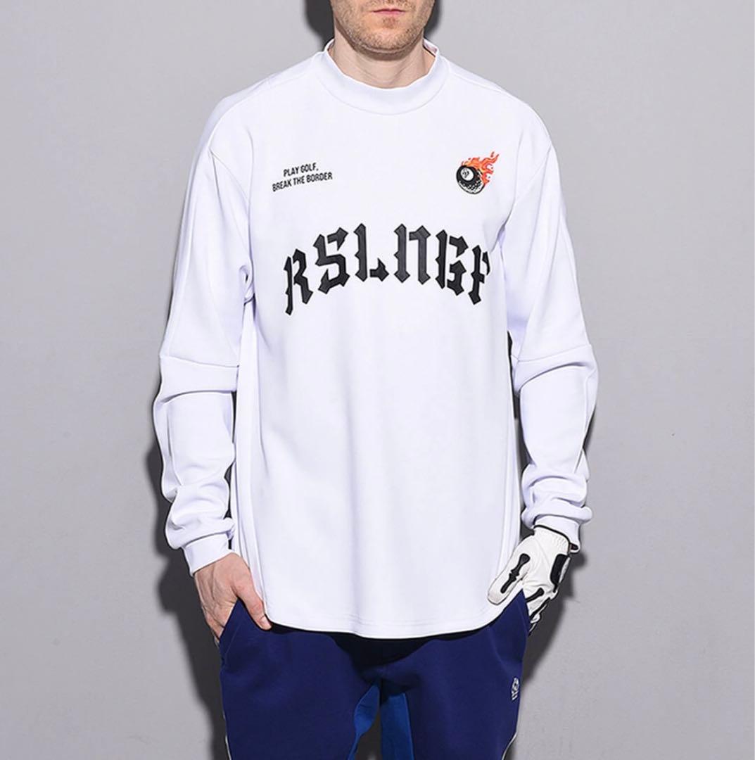 ラッセルノ ゴルフ フロント ビッグ ロゴ LS モックネック ホワイト 2XL