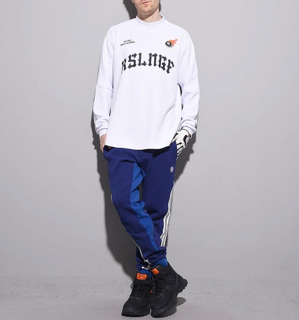 ラッセルノ ゴルフ フロント ビッグ ロゴ LS モックネック ホワイト 2XL