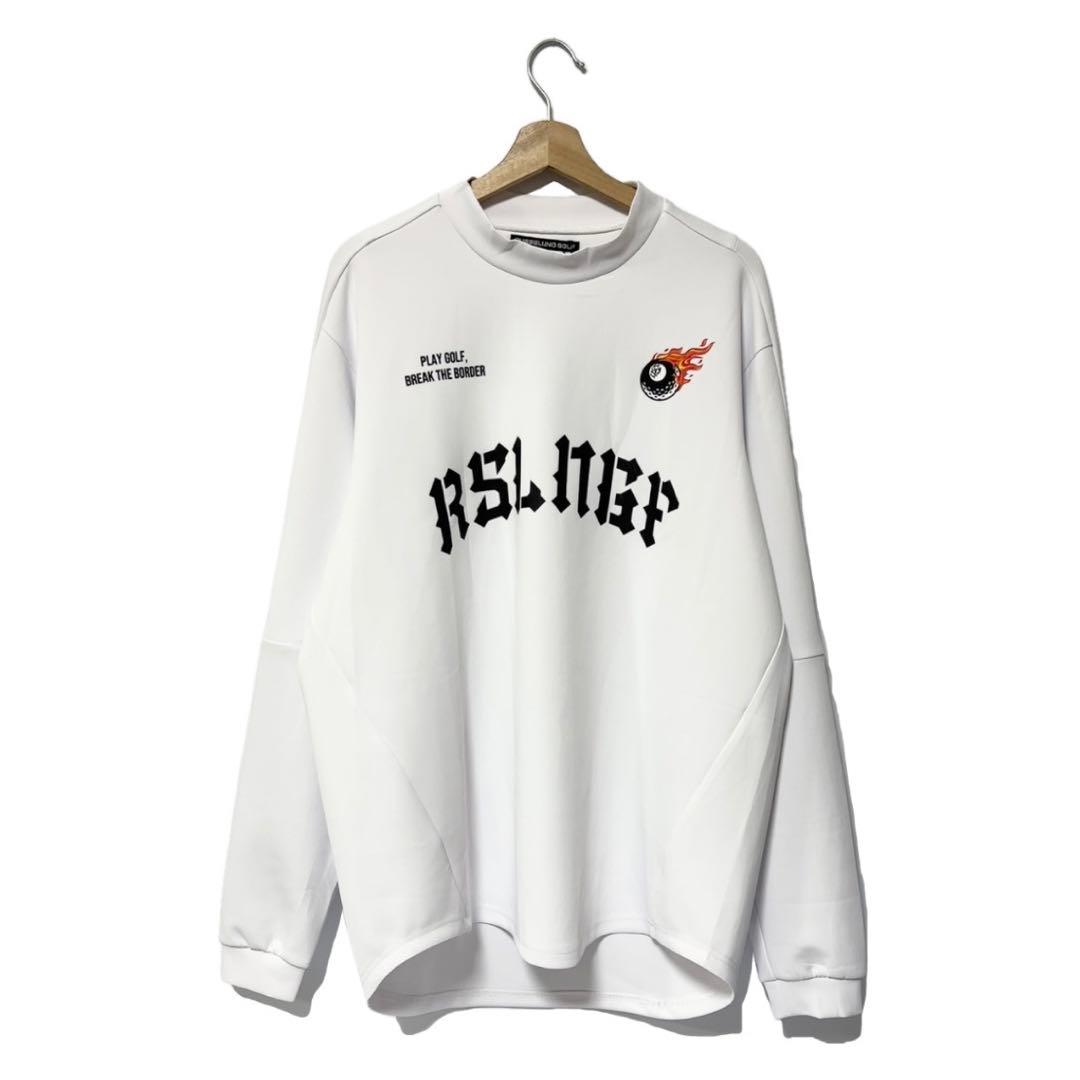 ラッセルノ ゴルフ フロント ビッグ ロゴ LS モックネック ホワイト 2XL