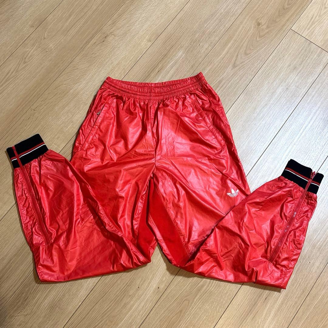 希少 ビンテージ adidas M セットアップ 赤 トレフォイル デサント