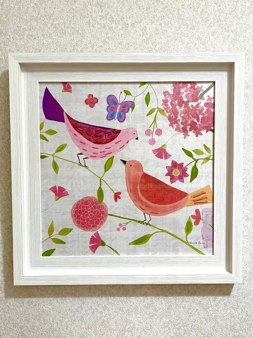 絵画アート　ファリダザマン　ダマスクフローラルバード4