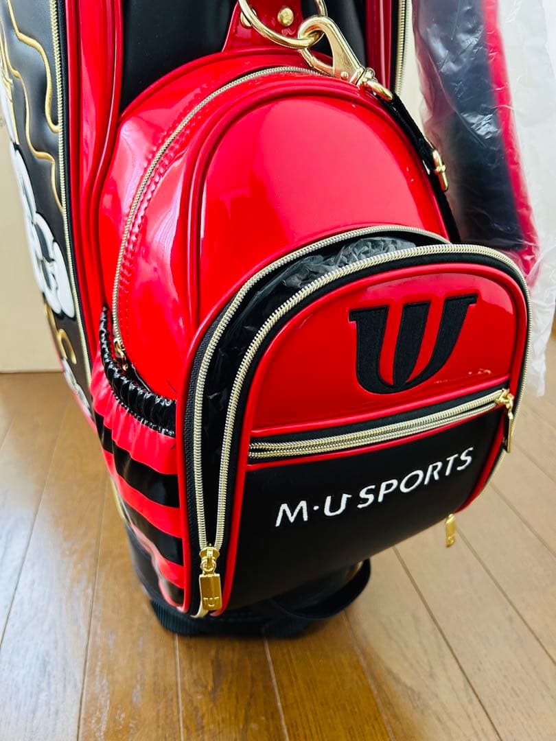 r*︎様 未使用品『M・U SPORTSウエサコ』キャディバッグ赤黒ゴルフバッグ