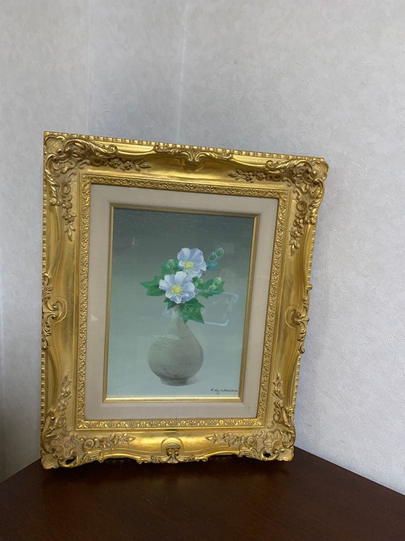 花瓶の花絵画 金色フレーム