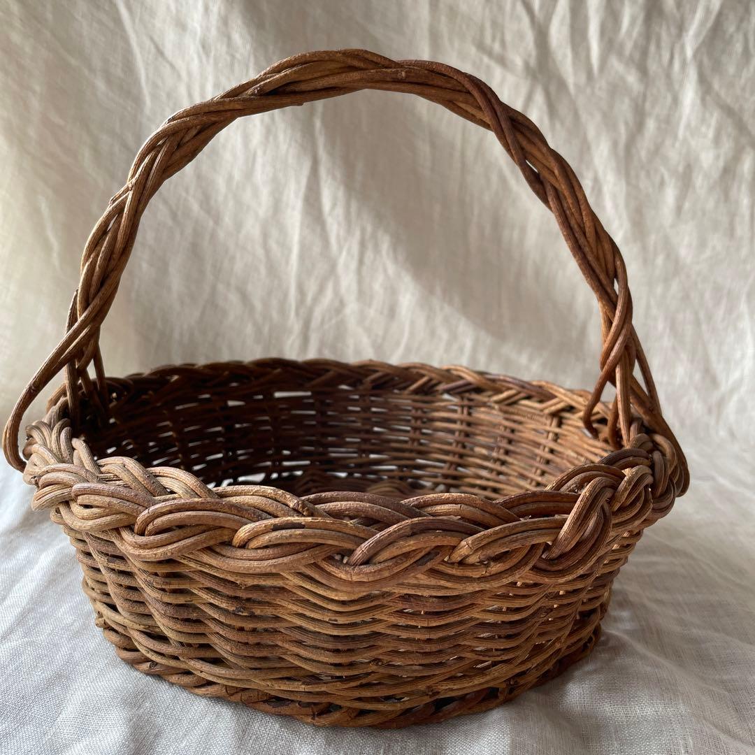 あけび　持ち手つき　バスケット　かご　古道具