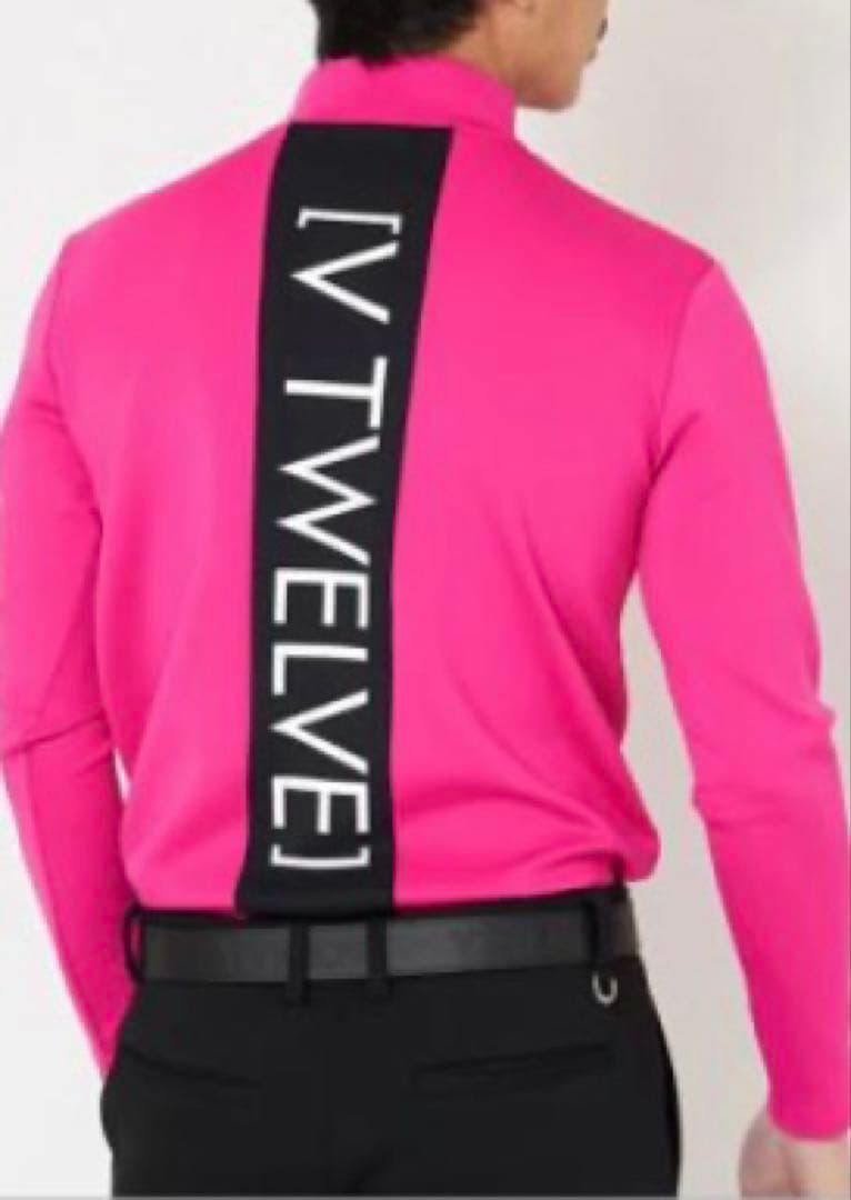 【美品】V12 V TWELVE　ピンク　モックネックシャツ 長袖　XLサイズ