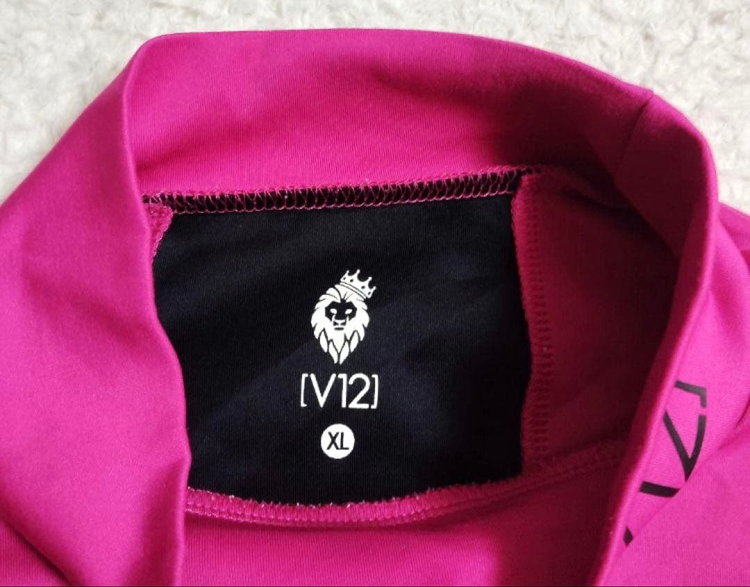 【美品】V12 V TWELVE　ピンク　モックネックシャツ 長袖　XLサイズ