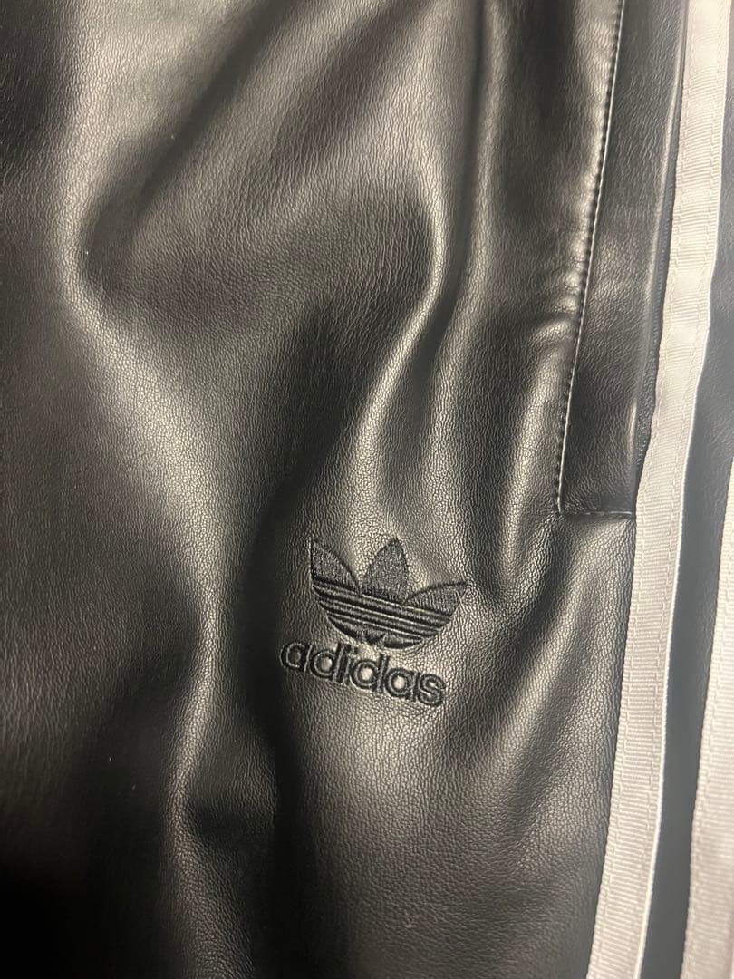 adidas アディダス XL フェイクレザー トラック パンツ Ｍ