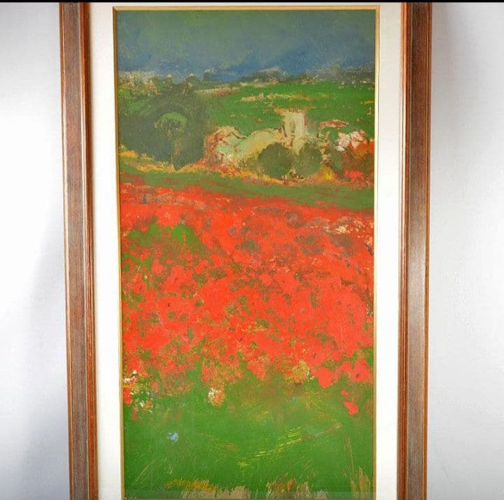 山下純司　「芥子の花咲く頃」　油彩　約40cm × 約77cm　長崎県美術館所蔵