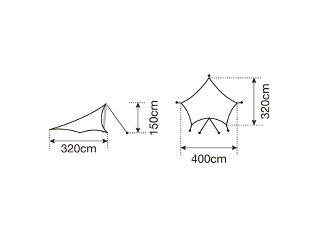 【新品　ポールとセット】 peak ライトタープ ペンタ シールド