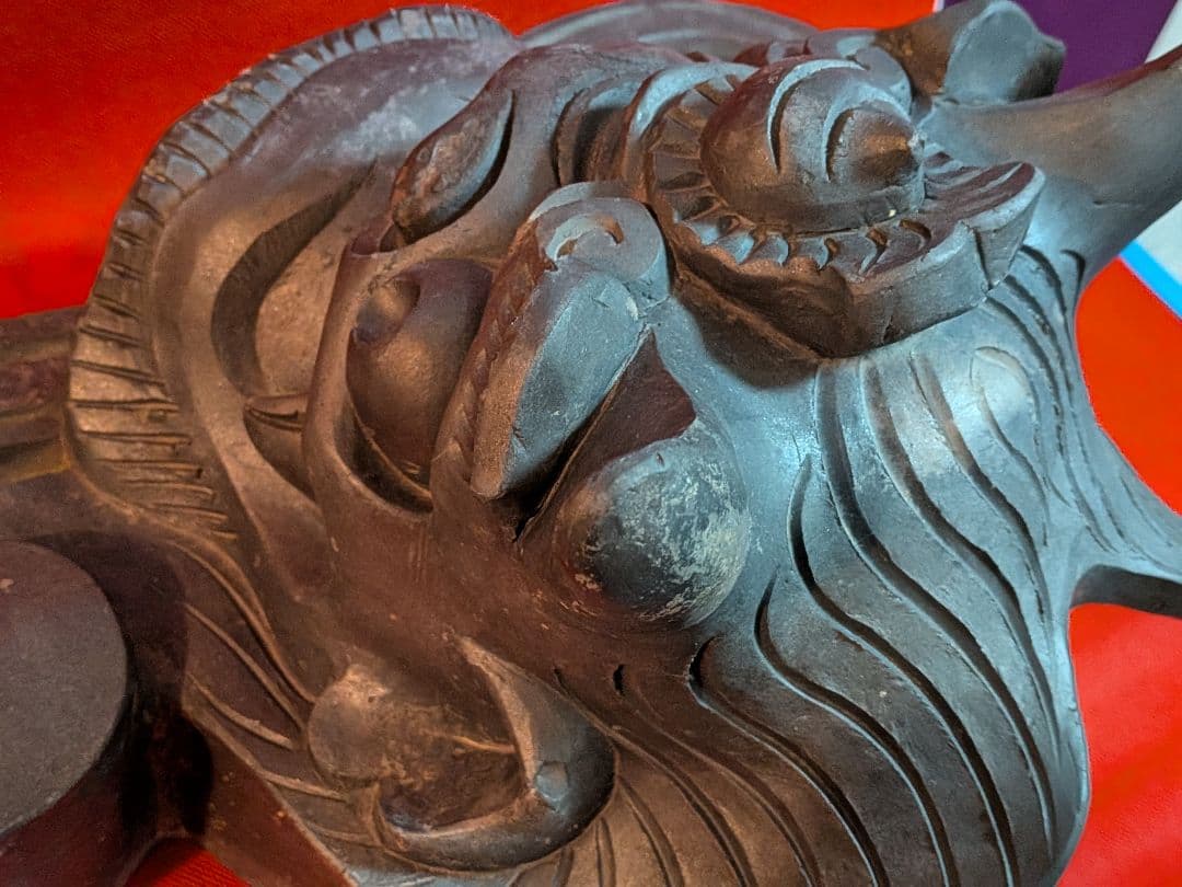 江戸時代後期幕末頃魔除け鬼師造り横幅４４センチ重量９キロ㌘凄まじい迫力古瓦当時物