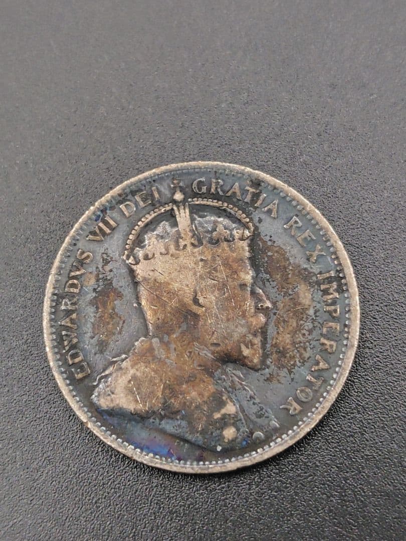 カナダ　25セント銀貨　No.385　1907年