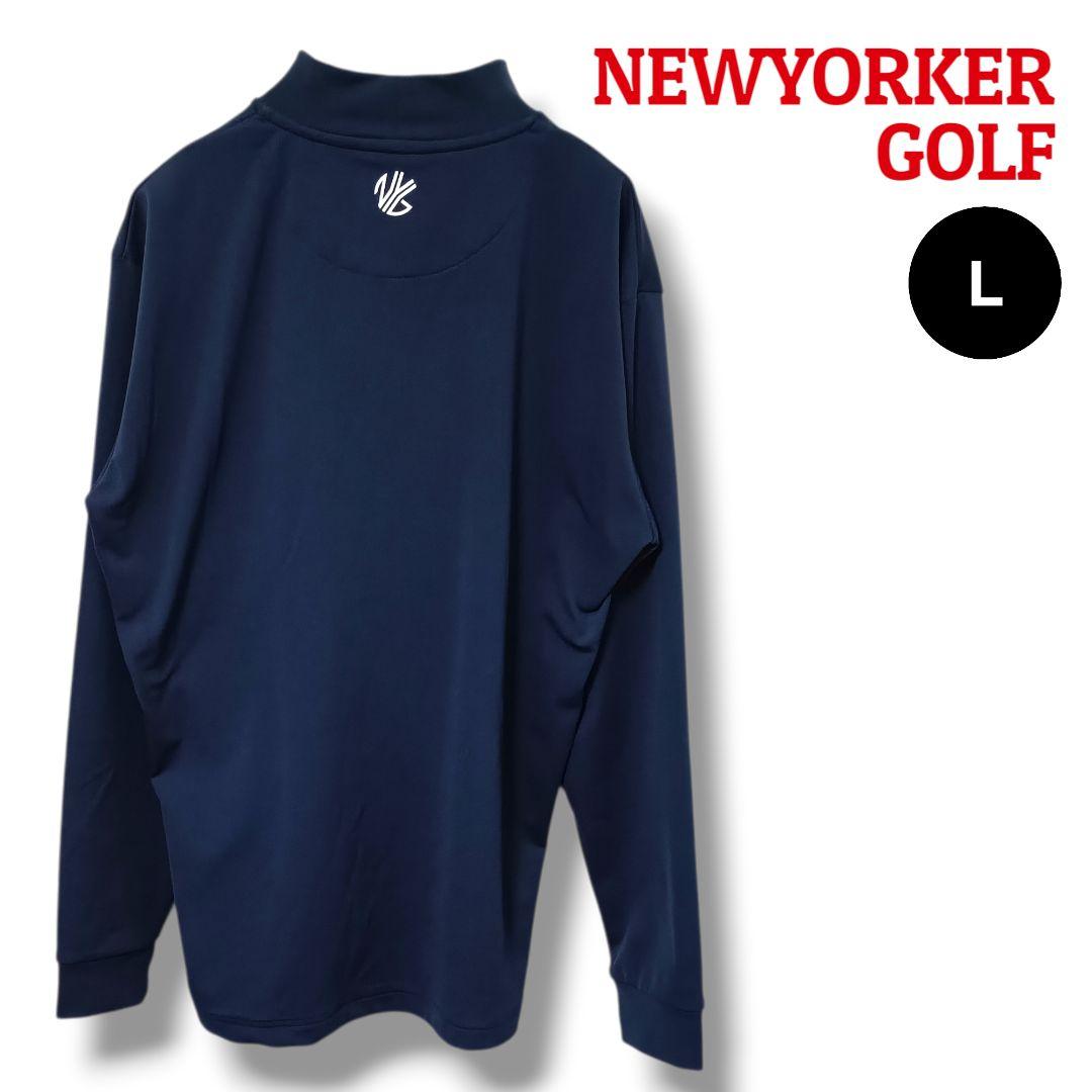 【圧倒的気品】NEWYORKERGOLFモックネックシャツLネイビーメンズゴルフ