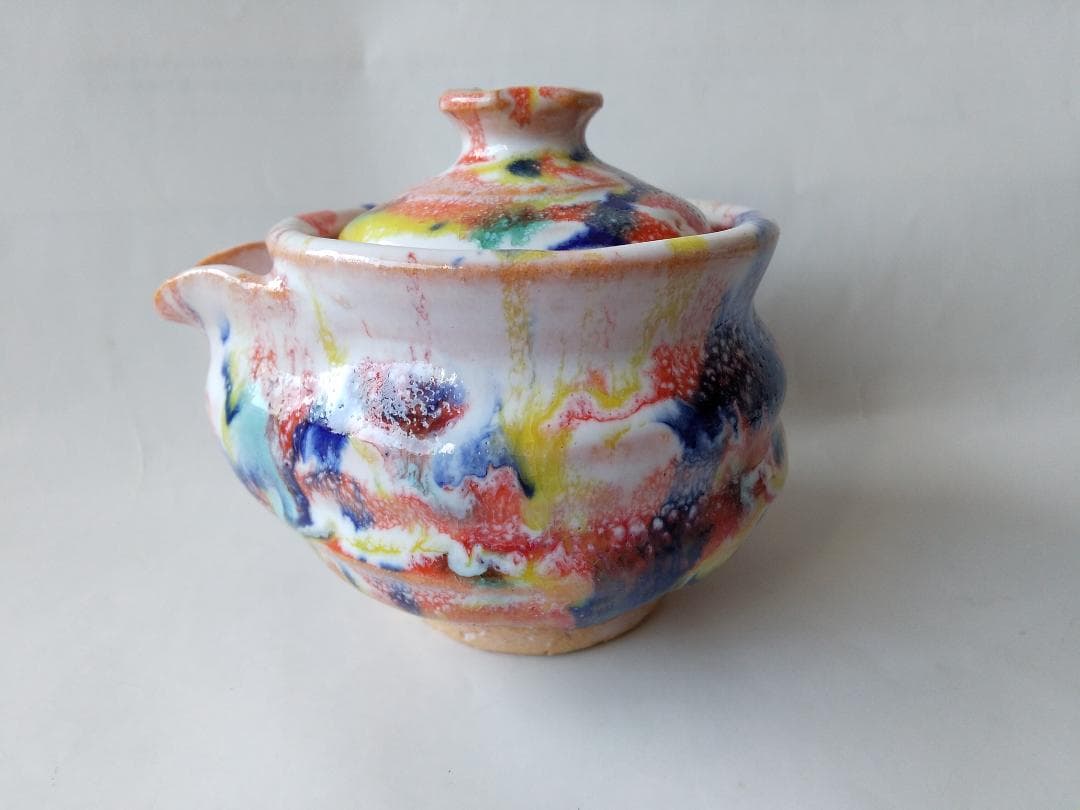 希少品 現代アート 萩碗 宝瓶 関大安 作 共箱 煎茶道具 玉露 かぶせ茶 新品