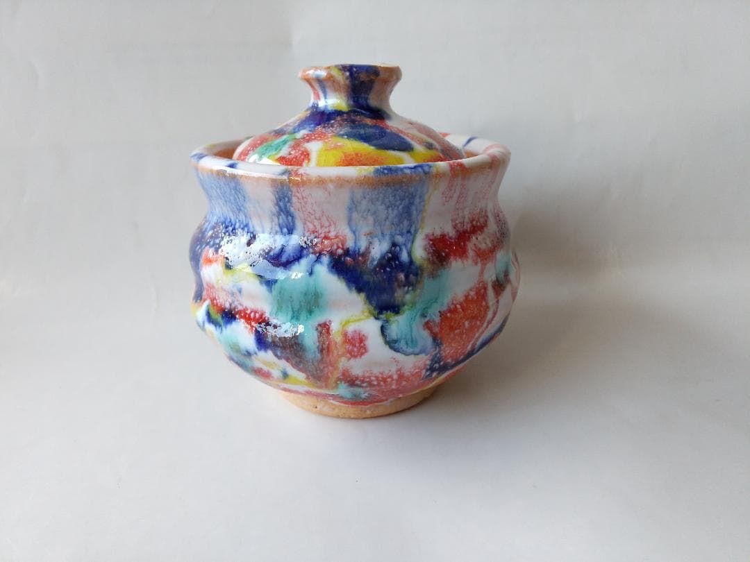 希少品 現代アート 萩碗 宝瓶 関大安 作 共箱 煎茶道具 玉露 かぶせ茶 新品