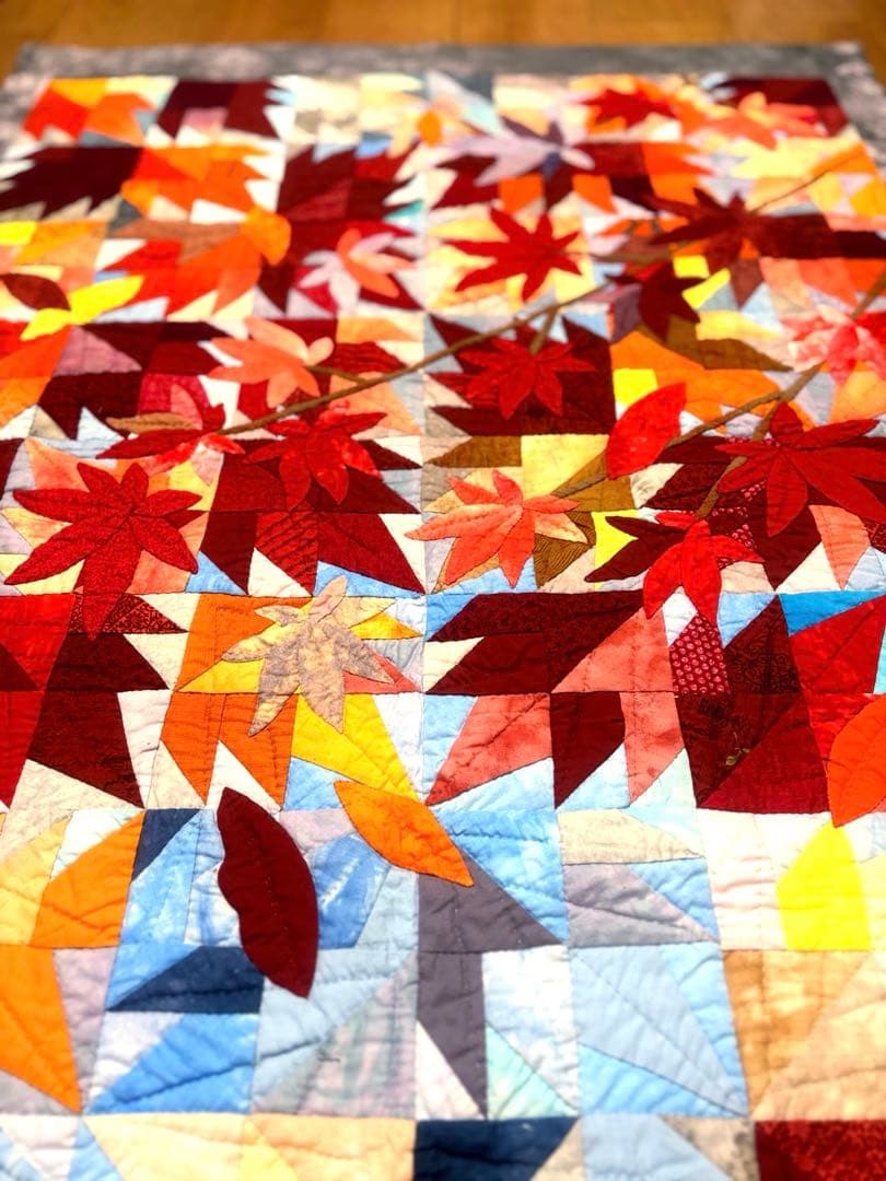 紅葉モチーフ パッチワークキルト ハンドメイド