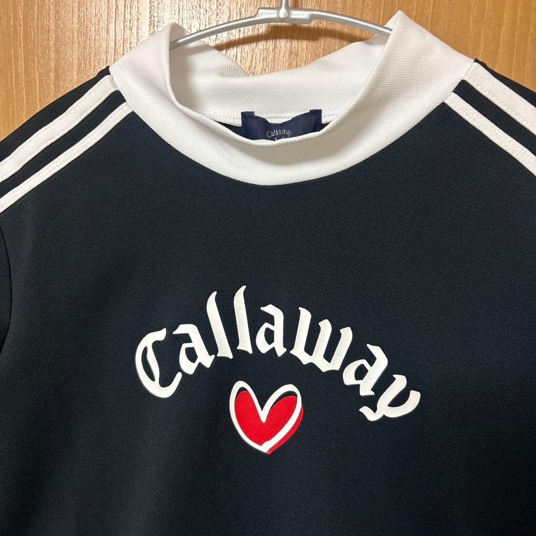 新品LOVEキャロウェイ半袖モックネックシャツL黒callawayハートプリント