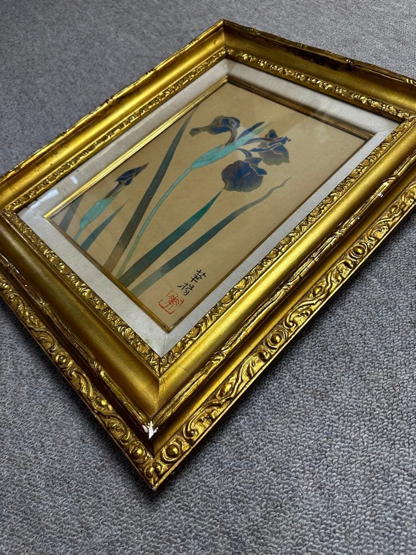 華楊　草花図額　共シール　52✖️42cm け東0309①