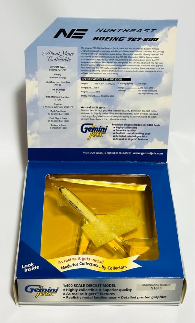 航空機・ヘリコプター Gemini 1/400 B727-200 Northeast Airlines