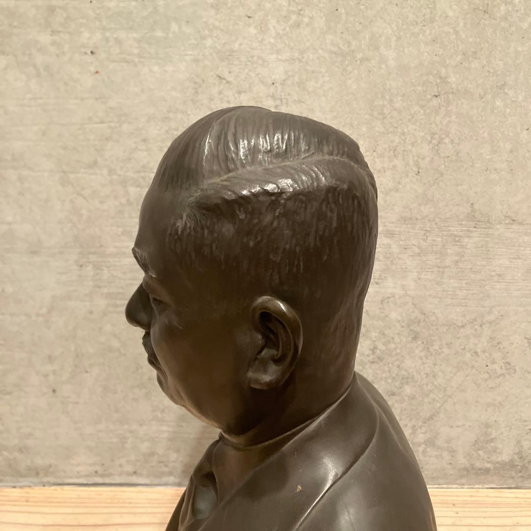 盛岡勇夫 作 ブロンズ 銅像 胸像 立体写真像 昭和レトロ 珍品 置物 飾り物