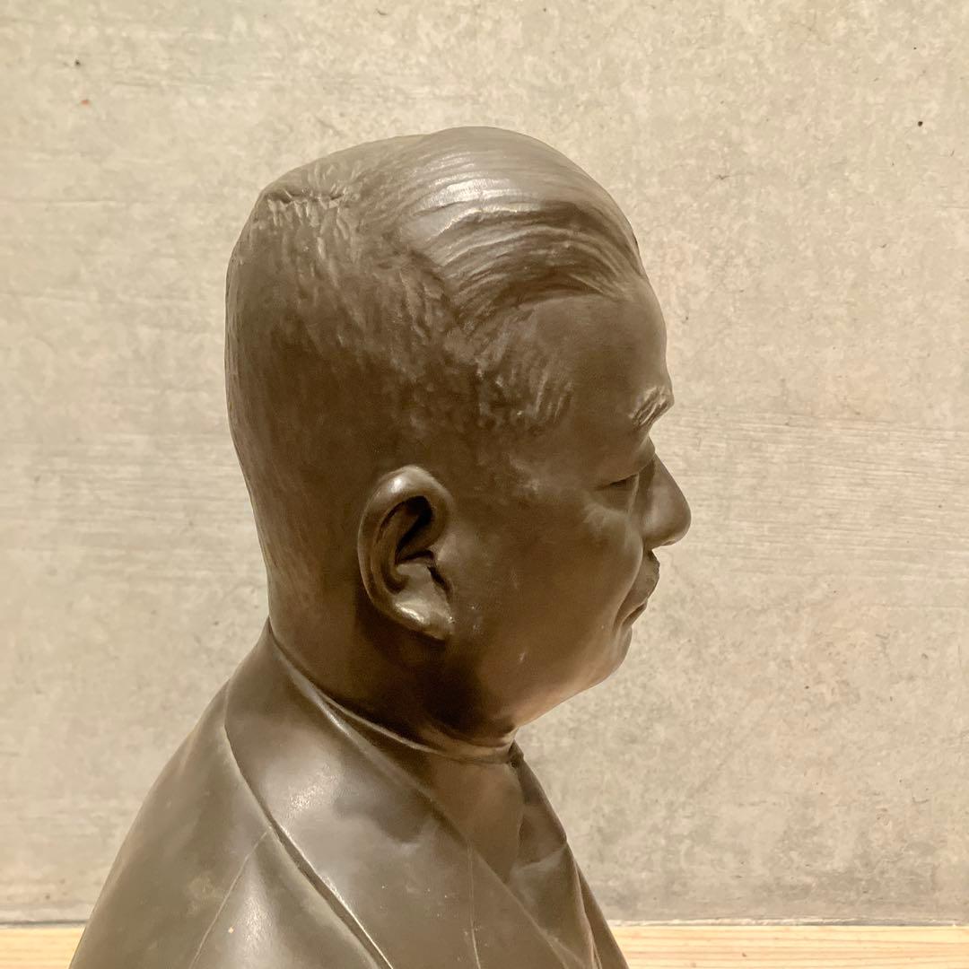 盛岡勇夫 作 ブロンズ 銅像 胸像 立体写真像 昭和レトロ 珍品 置物 飾り物