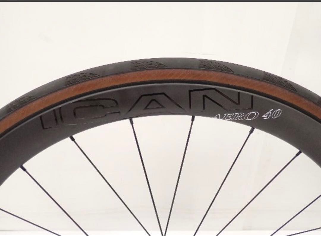 【美品・高級タイヤ付】ICAN AERO 40 カーボンホイールセット