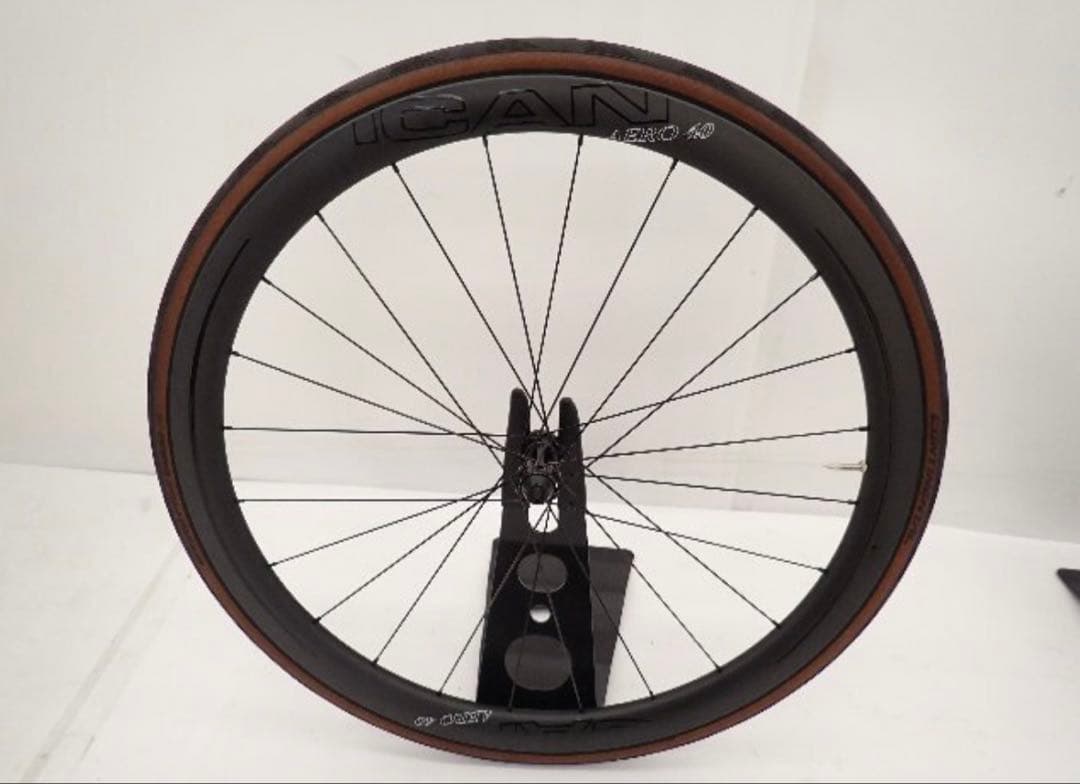 【美品・高級タイヤ付】ICAN AERO 40 カーボンホイールセット