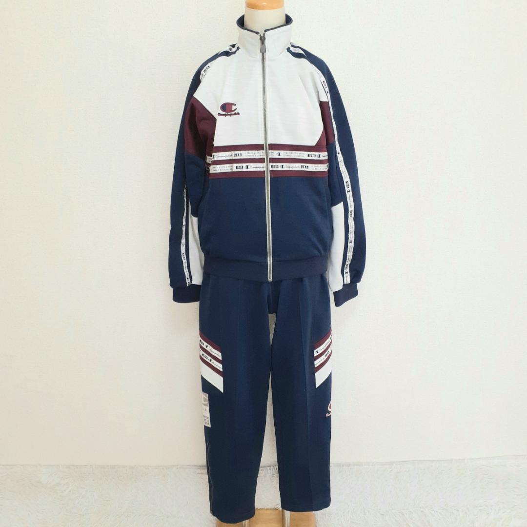 90s△Champion チャンピオン ジャージセット 紺 バックプリント M