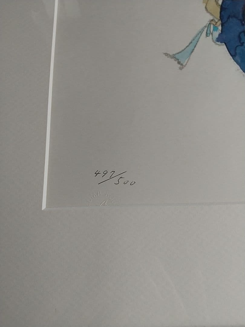 【限定品】いわさきちひろ石版画「青いつば広帽子を持つ少女」