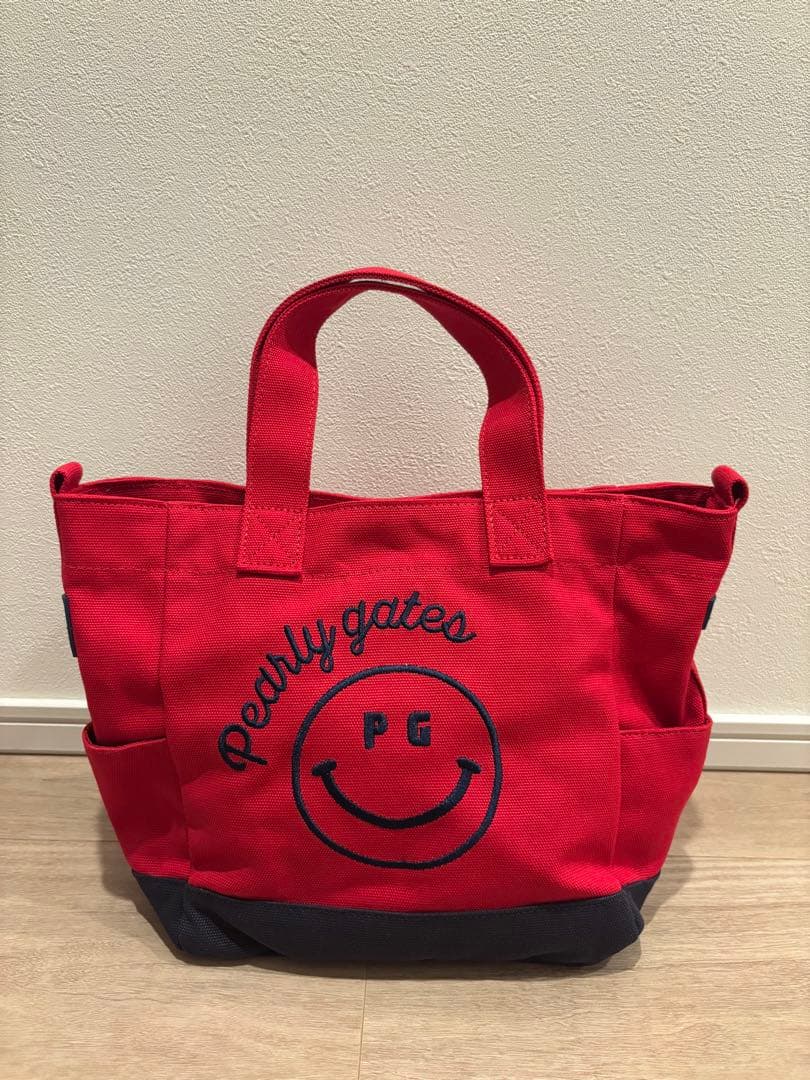 【新品未使用】〈パーリーゲイツ〉ロゴ× SMILE カートバッグ赤色