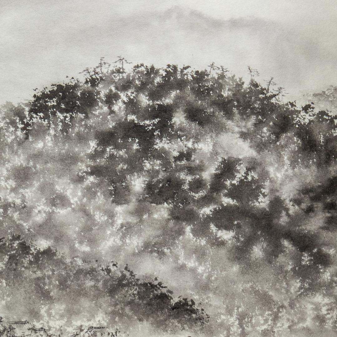 掛軸-1175　鈴木三朝　嵐山渡月橋　共箱　太巻　二重箱