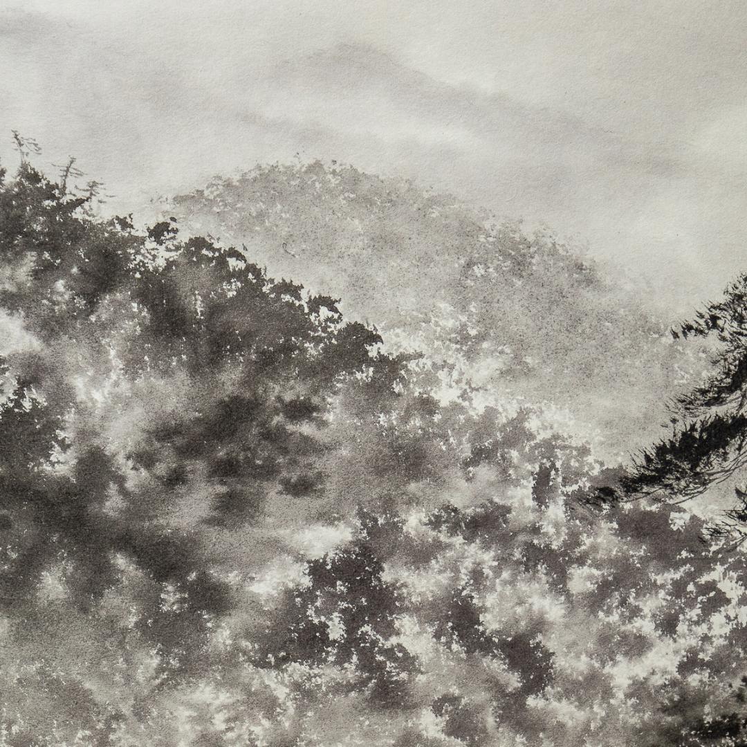 掛軸-1175　鈴木三朝　嵐山渡月橋　共箱　太巻　二重箱