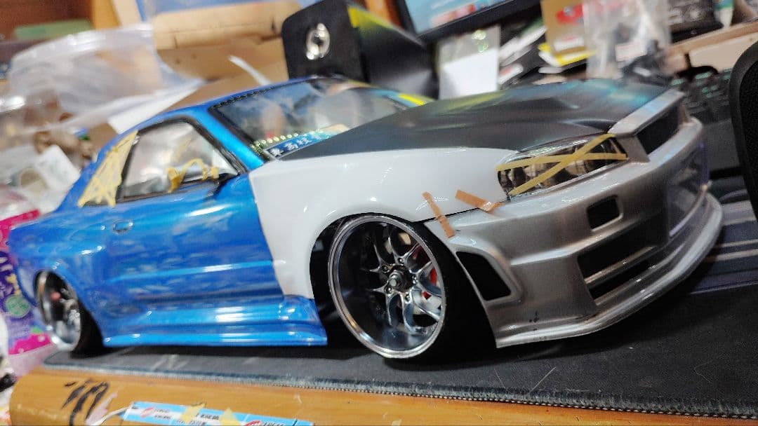 タミヤ 1/10 GT-R R34 ミサイル仕様 塗装済みボディ