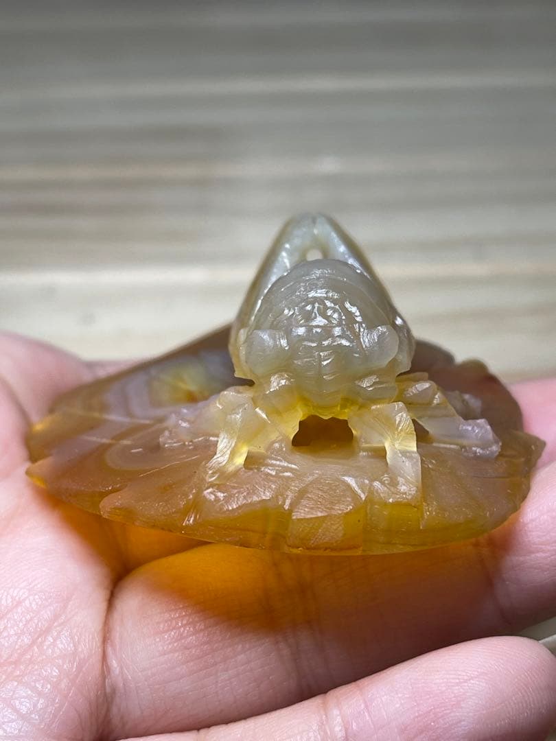 綺麗^ - ^ ❣️ 天然石　瑪瑙  セミ　金蝉　手彫り置物 原石