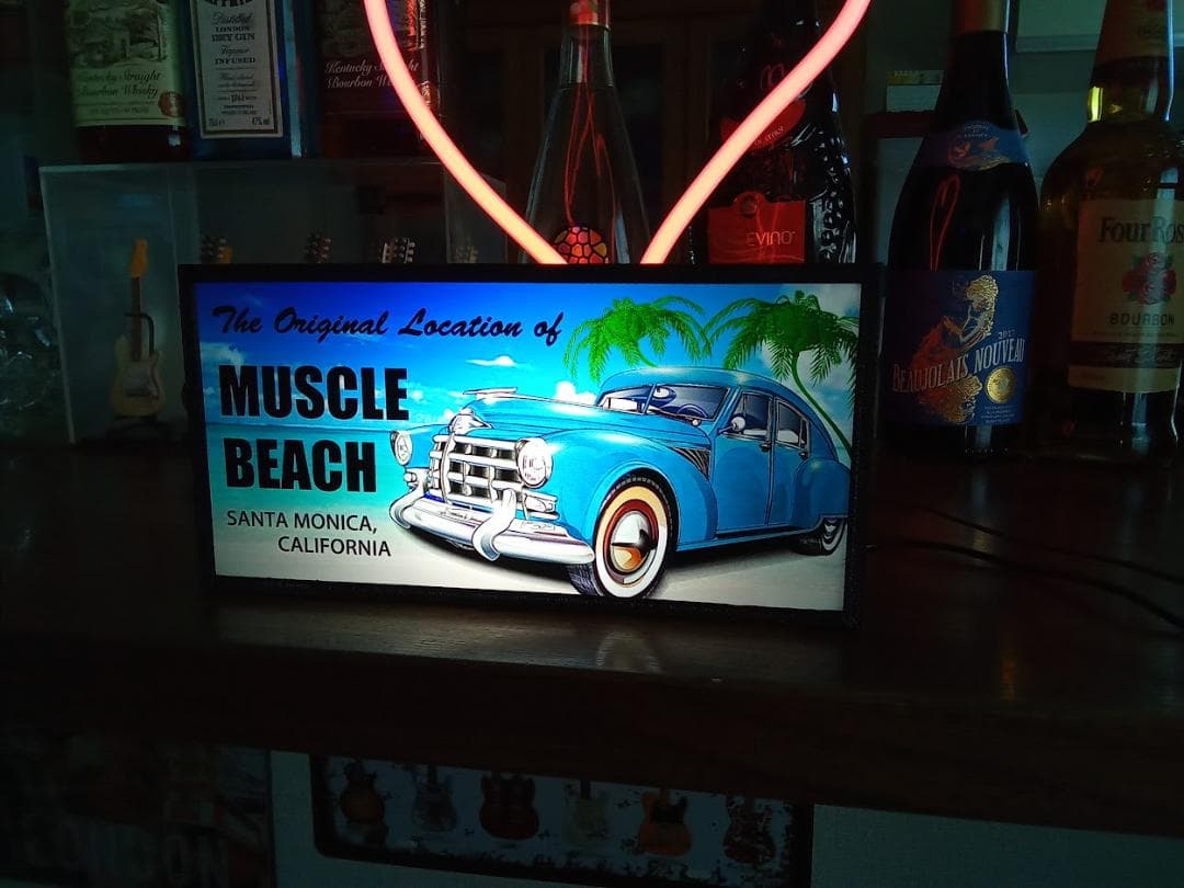 アメリカン雑貨 アメ車 カリフォルニア ビーチ サイン 看板 置物 ライトBOX