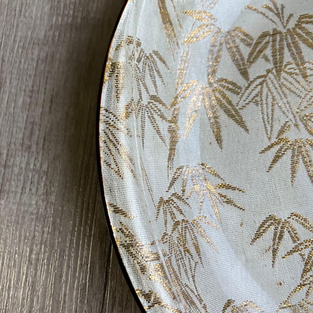 3F 【美品】ぎやまん金彩 竹模様 丸皿トレー 和モダン 菓子器 布地風デザイン