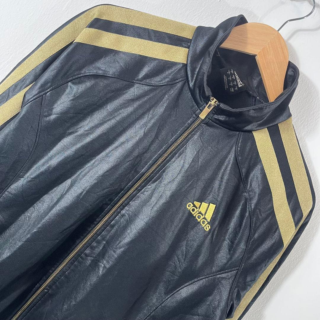 adidas 黒金 ストライプ ジャケット