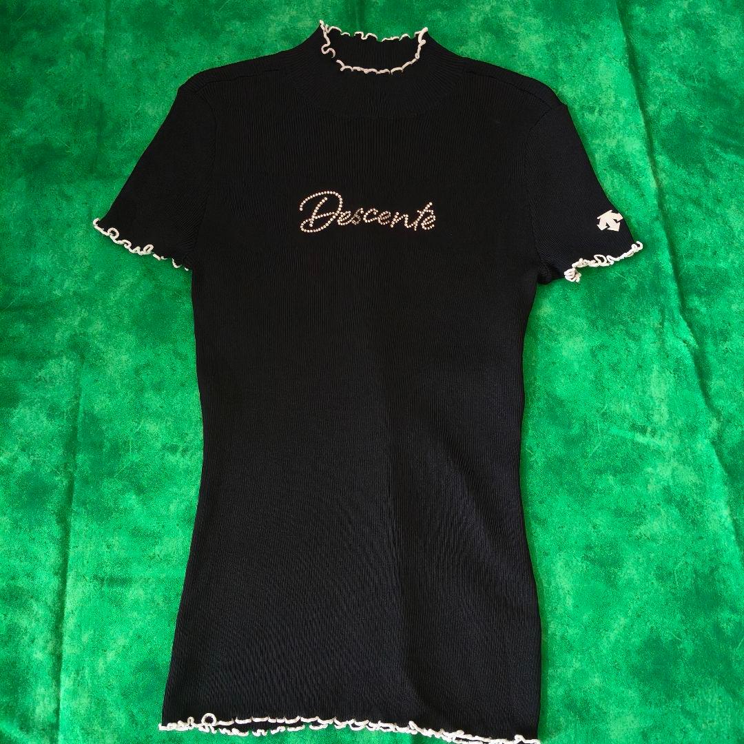【美品】DESCENTE GOLF LUXE 半袖 モックネック ニット L
