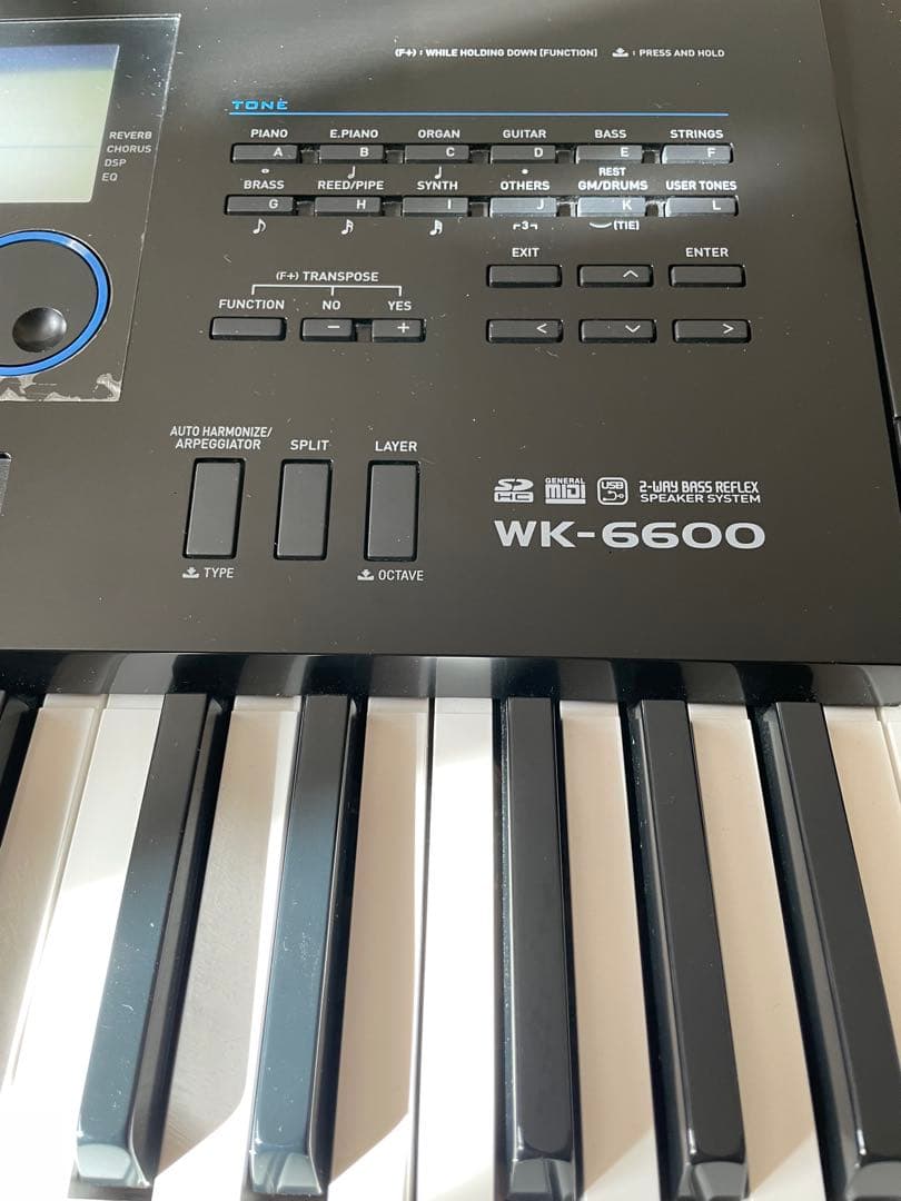 CASIO WK-6600 76鍵盤 電子キーボード 譜面台・ACアダプター付