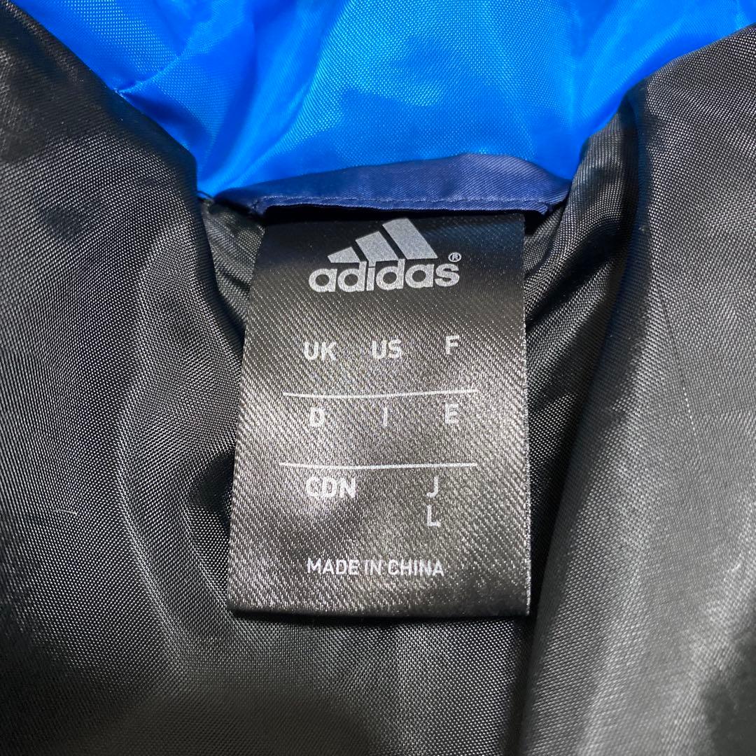 ⭐️美品　adidas メンズ　ダウンコート　ベンチコート　ネイビー青 L＊481