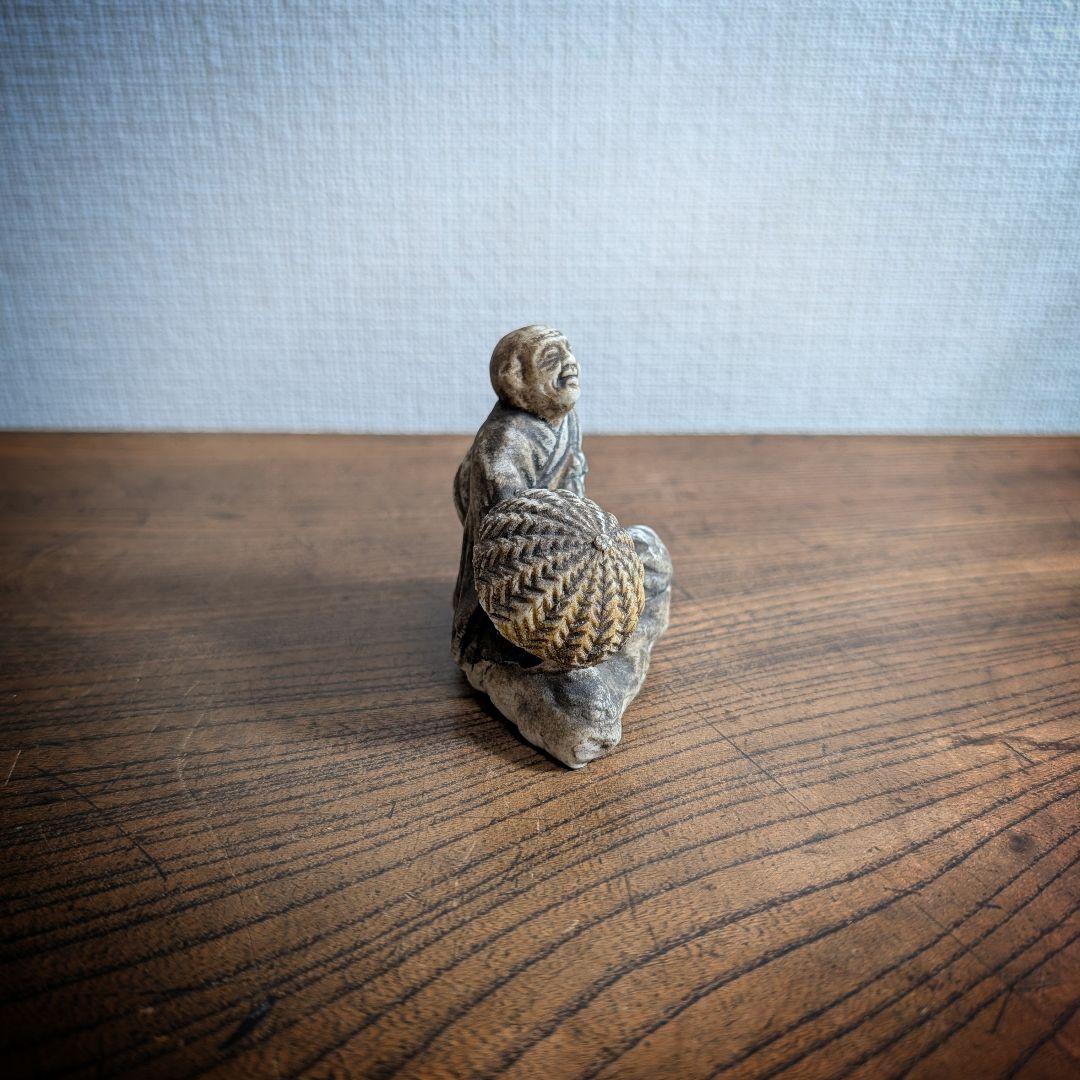 【極上・音良】西行法師 磁器製 置物 明治〜昭和初期 添景 煎茶飾り 骨董