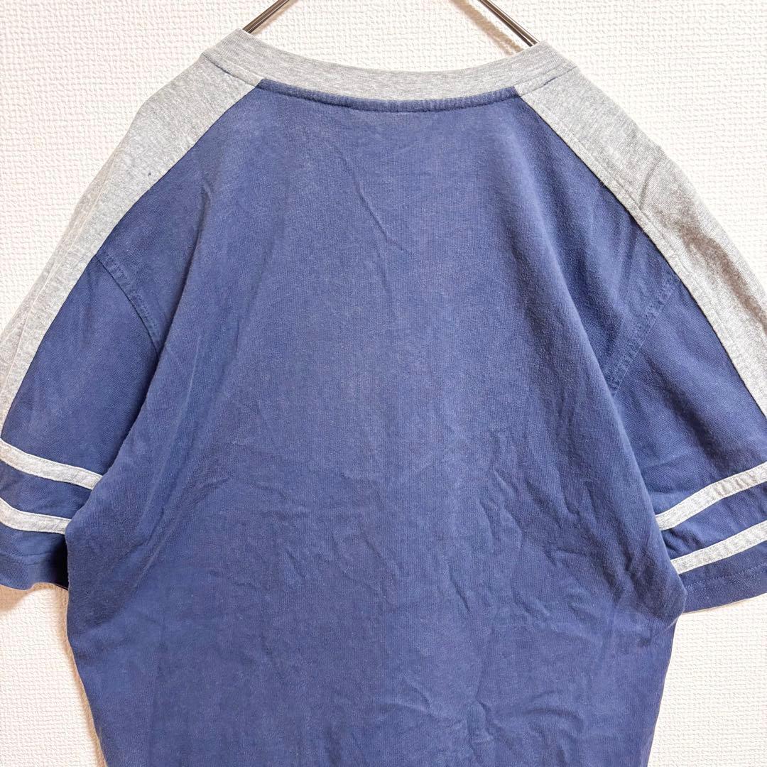 c580 NYヤンキース 刺繍ロゴ 切替デザイン Tシャツ XL ストリート野球