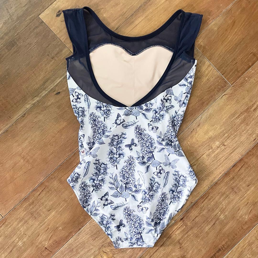 【美品】unoa レオタード　fluted blue garden