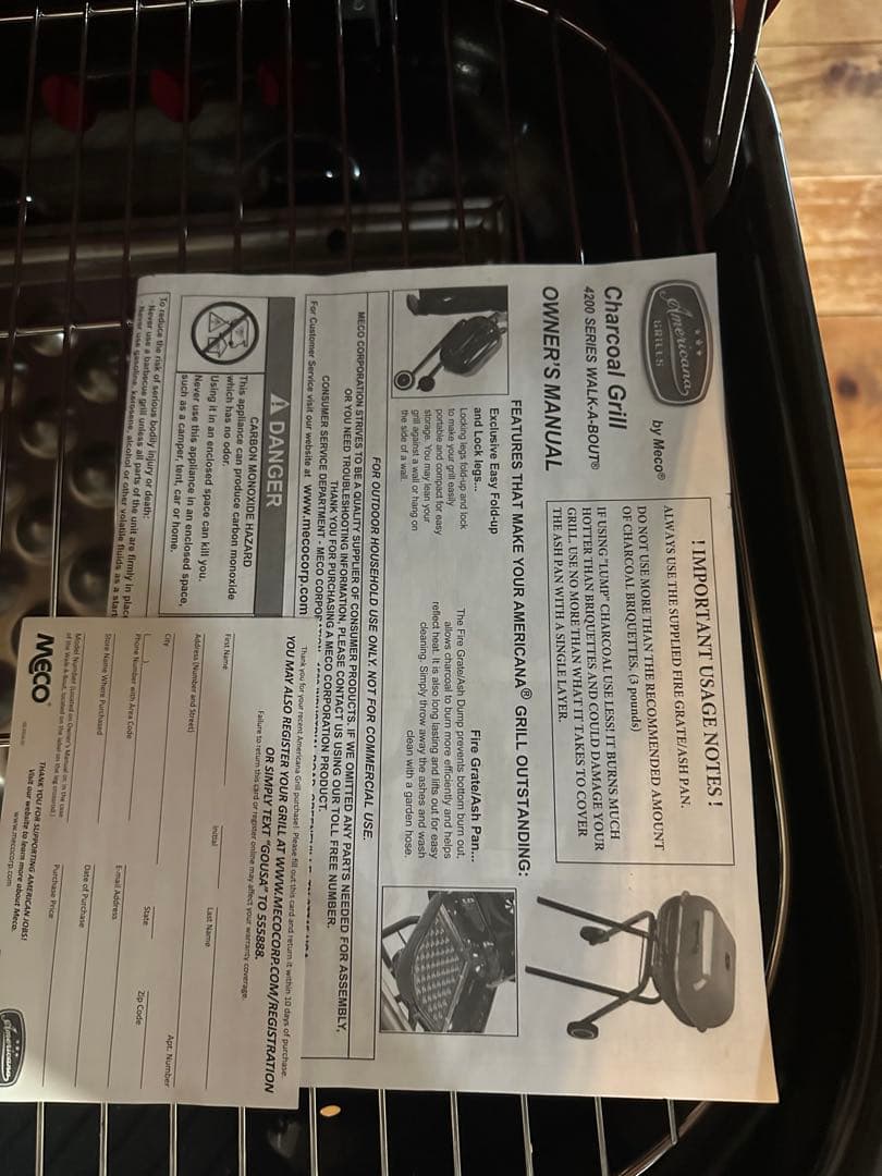 ポータブルチャコールグリル 赤　アメリカングリル　新品未使用品