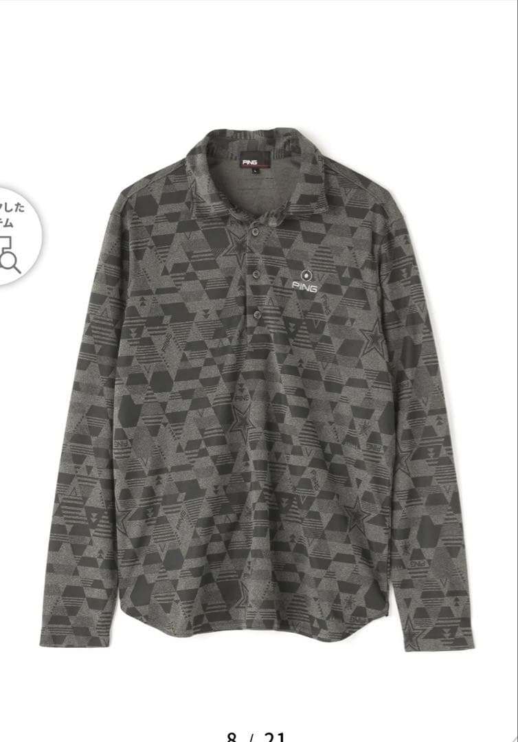 新品タグ付き　PING ピン　長袖ポロシャツ　グレー　M ゴルフ