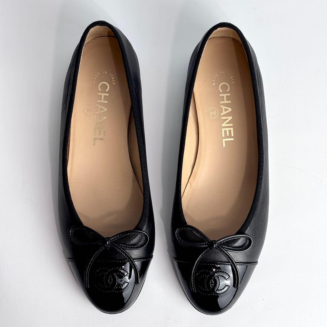 【極美品】CHANEL シャネル バレリーナ バレエシューズ エナメル 23cm
